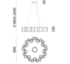 Suspension*Stilnovo Suspension, Honey, , LED, dim, 2700K, 5379 lm, Ø86cm, H15cm - blanc