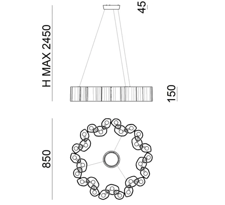 Suspension*Stilnovo Suspension, Honey, , LED, dim, 2700K, 5379 lm, Ø86cm, H15cm - blanc
