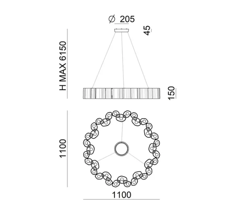 Suspension*Stilnovo Suspension, Honey, , LED, dim, 2700K, 7415 lm, Ø110cm, H15cm - blanc