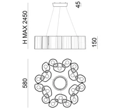 Suspension, Honey, blanc, LED, dim, 2700K, 3523 lm, Ø58cm, H15cm - Stilnovo