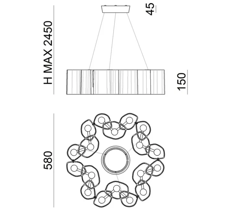 Suspension, Honey, blanc, LED, dim, 2700K, 3523 lm, Ø58cm, H15cm - Stilnovo