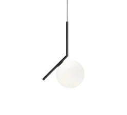 Suspension, IC Lights Suspension 1, opalin et noir, Ø20cm, H47cm - Flos