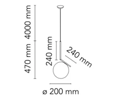 Suspension, IC Lights Suspension 1, opalin et noir, Ø20cm, H47cm - Flos