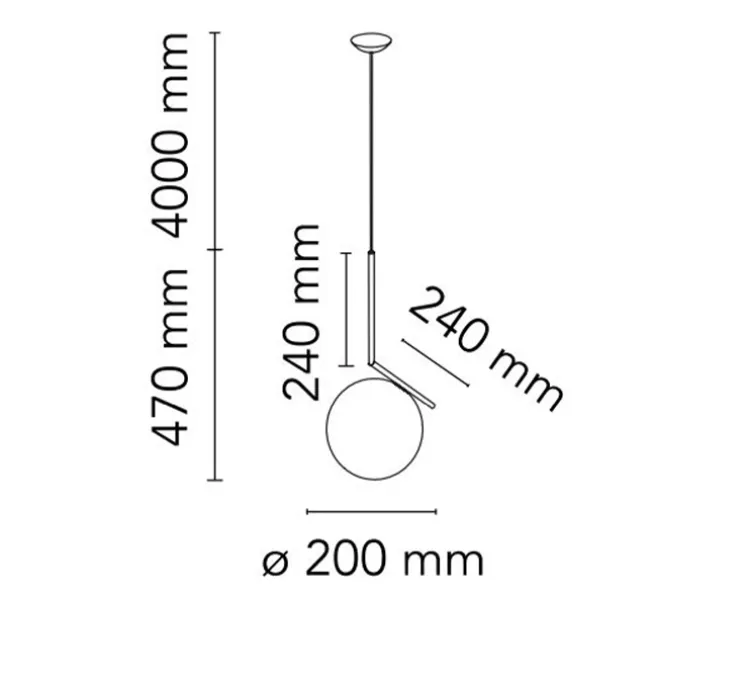 Suspension, IC Lights Suspension 1, opalin et noir, Ø20cm, H47cm - Flos