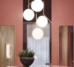 Suspension, IC Lights Suspension 1, opalin et laiton brossé, Ø20cm, H47cm - Flos