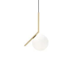 Suspension, IC Lights Suspension 1, opalin et laiton brossé, Ø20cm, H47cm - Flos