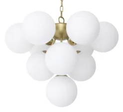 Suspension, Icaro, blanc opalin, laiton antique, H73cm, Ø63cm - Eichholtz