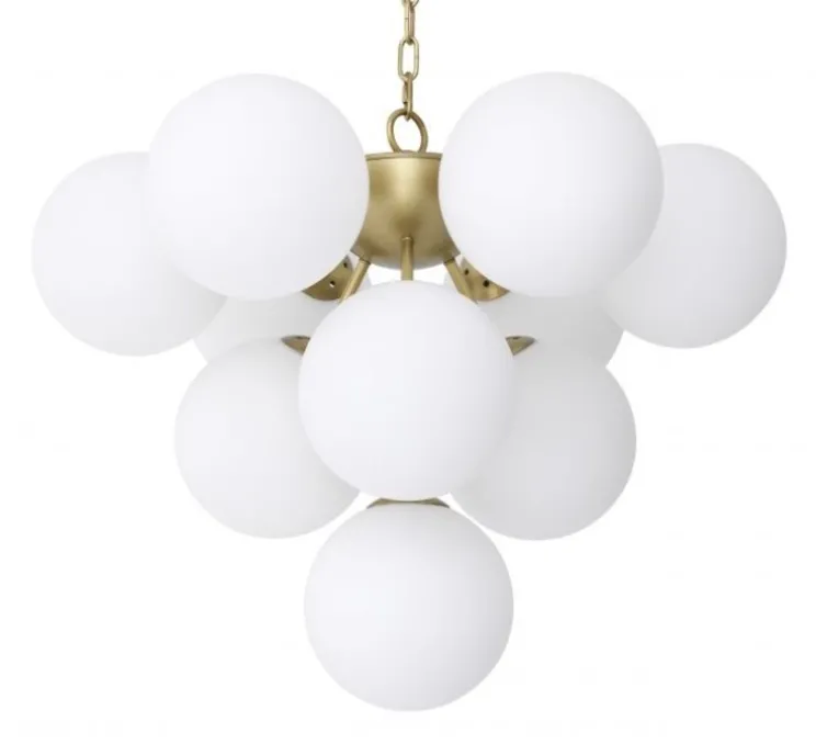 Suspension, Icaro, blanc opalin, laiton antique, H73cm, Ø63cm - Eichholtz