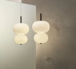 Suspension*LEDS C4 Suspension, Ilargi Doble, blanc & noir, LED, dim, 2700k, 1833 lm, Ø39,5cm, H67cm - blanc & noir
