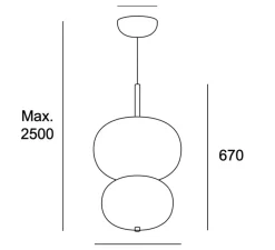 Suspension*LEDS C4 Suspension, Ilargi Doble, blanc & noir, LED, dim, 2700k, 1833 lm, Ø39,5cm, H67cm - blanc & noir