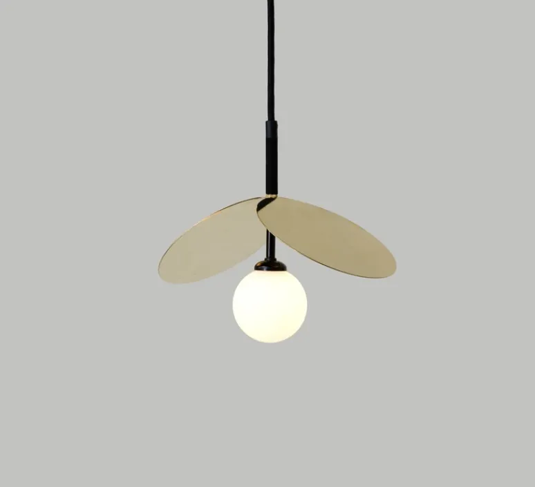 Suspension*Atelier Areti Suspension, Ilios câble tissu + 1mètre, , Ø25,6cm, H26cm - noir et or