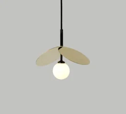 Suspension, Ilios tube metal, noir et or, Ø25,6cm, H60cm - ATELIER ARETI