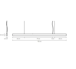 Suspension*Anour Suspension, I-Model Cord, , LED, dim, 2700K, 2130 lm, L150cm, H5,3cm - laiton brossé