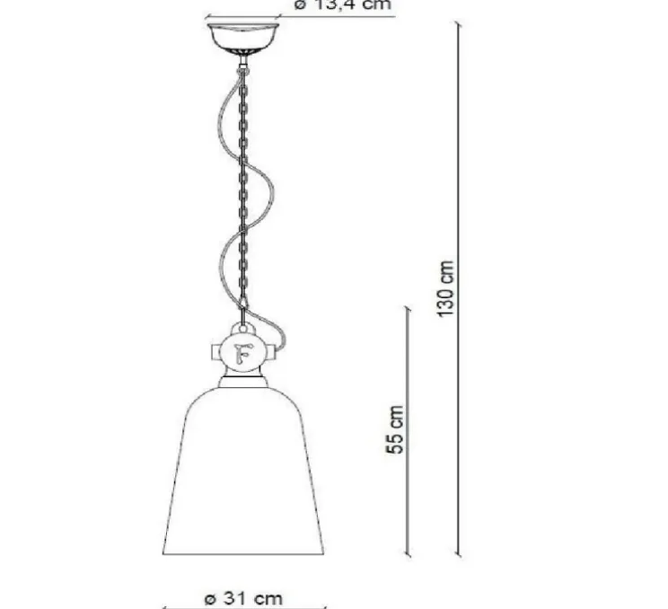 Suspension, Industrial C1745, bordeaux, Ø31cm, H55cm - Ferroluce