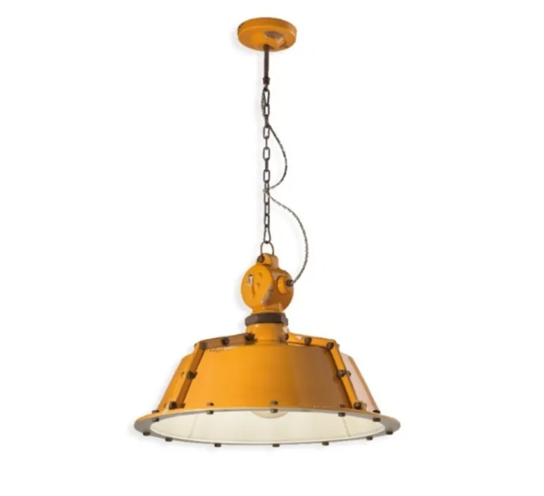 Suspension*Ferroluce Suspension, Industrial C1720, , Ø52cm, H36cm - jaune vintage