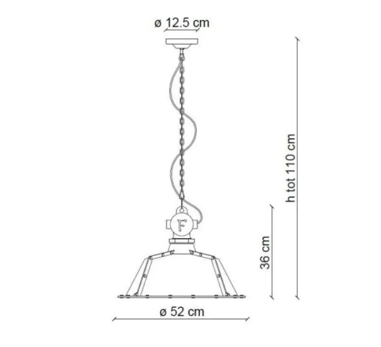 Suspension*Ferroluce Suspension, Industrial C1720, , Ø52cm, H36cm - jaune vintage