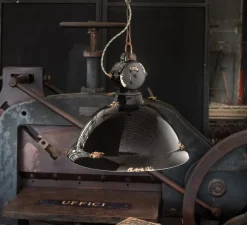 Suspension, Industrial C1710, noir vintage, Ø40cm, H36cm - Ferroluce