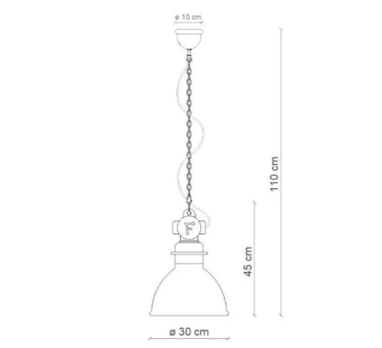 Suspension*Ferroluce Suspension, Industrial C1755, , Ø30cm, H45cm - vert sauge