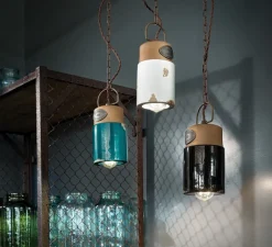 Suspension*Ferroluce Suspension, Industrial C1620, , Ø12,5cm, H28cm - vert vintage