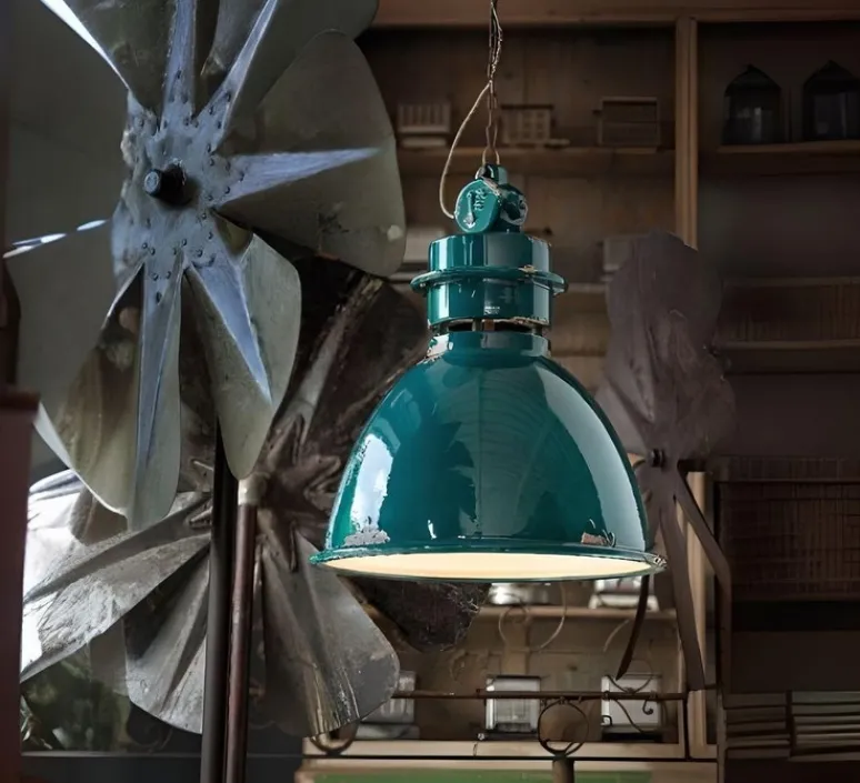 Suspension*Ferroluce Suspension, Industrial C1750, , Ø50cm, H62cm - vert vintage