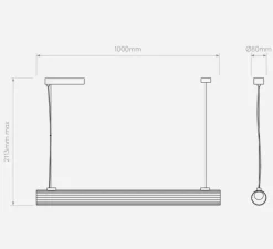 Suspension*Astro Suspension, io Pendant 1000, , LED, dim, 3000K, 2328 lm, L100cm, H211,3cm - noir mat