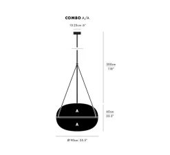 Suspension*A-N-D Suspension, Iris, A/A, , LED, dim, 1-10V, 2700k, Ø90cm, H60cm - noir