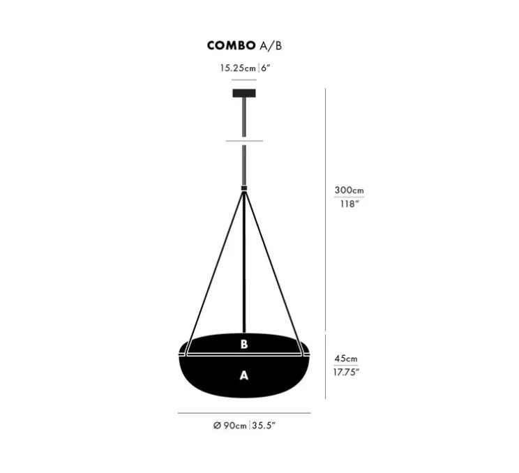 Suspension, Iris, A/B, noir, LED, dim, 1-10V, 2700k, Ø90cm, H45cm - A-N-D