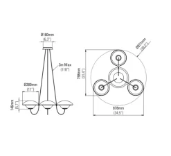 Suspension, ITA, In The Air 3, noir et blanc, Ø97,1cm, H14,6cm - DCW éditions Paris
