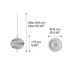 Suspension*Lodes Suspension, Jefferson Mini sans rosace, , LED, 2700K, 450 lm, Ø15cm, H17,5cm - transparent, or