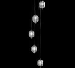 Suspension, Jefferson Sma ll sans rosace, transparent, noir chrome, LED, 2700K, 450 lm, Ø15cm, H23,5cm - Lodes