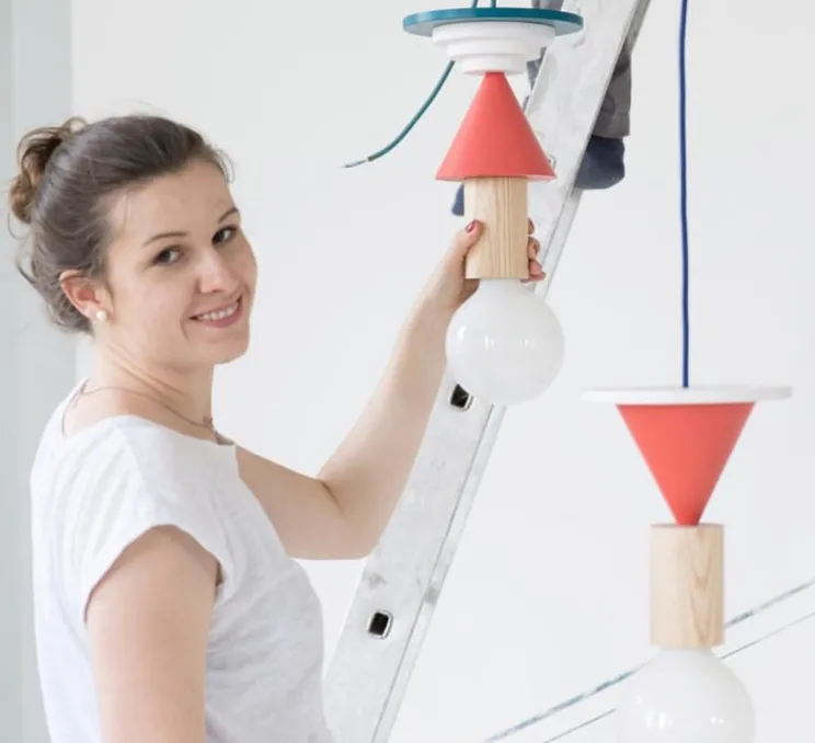 Suspension, JUNIT, Record, frêne, rouge, H25cm - SCHNEID