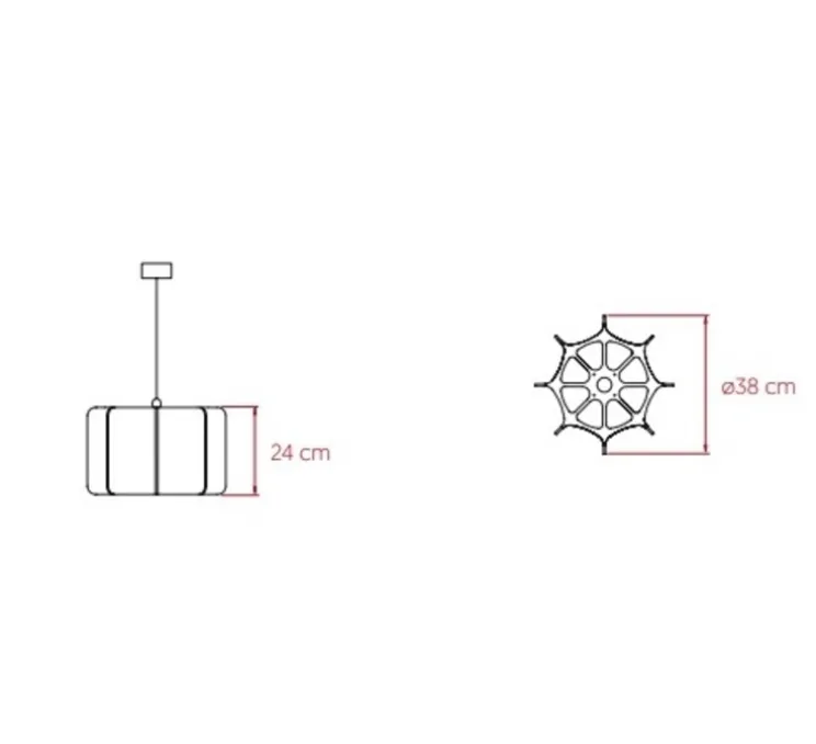 Suspension, Kactos, cerise, structure noire, L38cm, H24cm - LZF