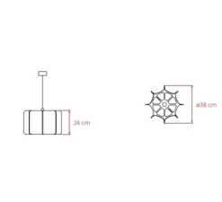 Suspension, Kactos, ivoire, structure noire, L38cm, H24cm - LZF