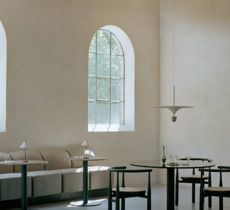 Suspension, Kantarell, nickel, LED, dim, 2700K, 1000 lm, Ø60cm, H51cm - New Works