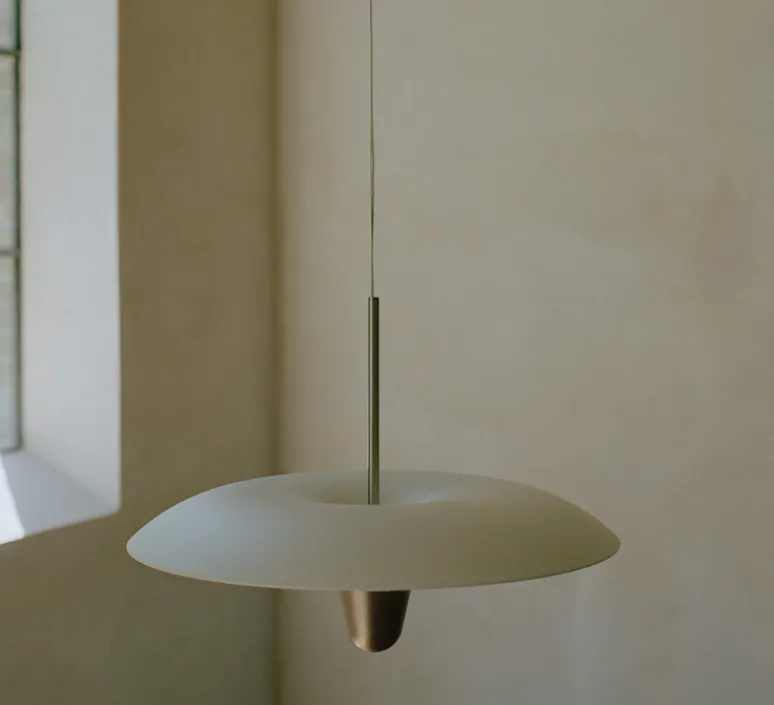 Suspension*New Works Suspension, Kantarell, , LED, dim, 2700K, 1000 lm, Ø55cm, H40cm - nickel