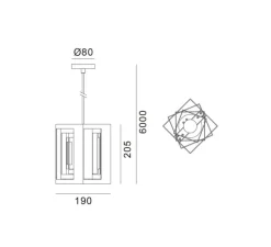 Suspension, Kassablanka 190, aluminium, L19cm, H20,5cm - Lyfa