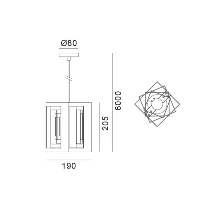 Suspension, Kassablanka 190, aluminium, L19cm, H20,5cm - Lyfa