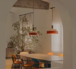 Suspension*LEDS C4 Suspension, Keops M, , Ø40cm, H31cm - rouge brique, blanc gris, gris brun