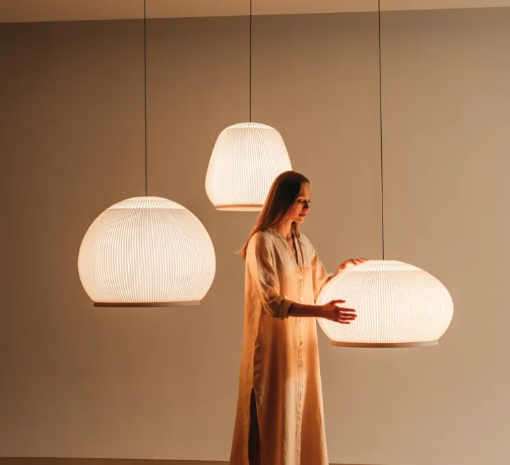 Suspension, Knit, 7470, beige, LED, dim, Dali, 2700K, 4782 lm, Ø65cm, H39cm - Vibia