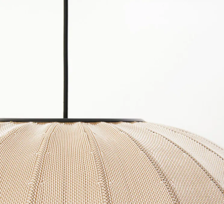 Suspension, Knit-wit, rond, beige, pierre de sable, Ø60cm, H55cm - Made by Hand