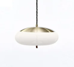 Suspension, Knot Disco, laiton, blanc, Ø50cm - H24,5cm - Brokis