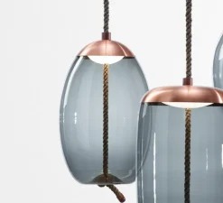 Suspension*Brokis Suspension, Knot Uovo, , H48cm Ø30cm- Gris fumé, cuivre