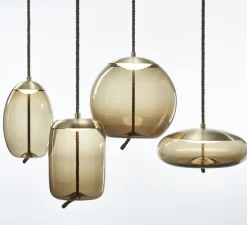 Suspension*Brokis Suspension, Knot Uovo S, , LED, L18cm, H29cm - marron, laiton