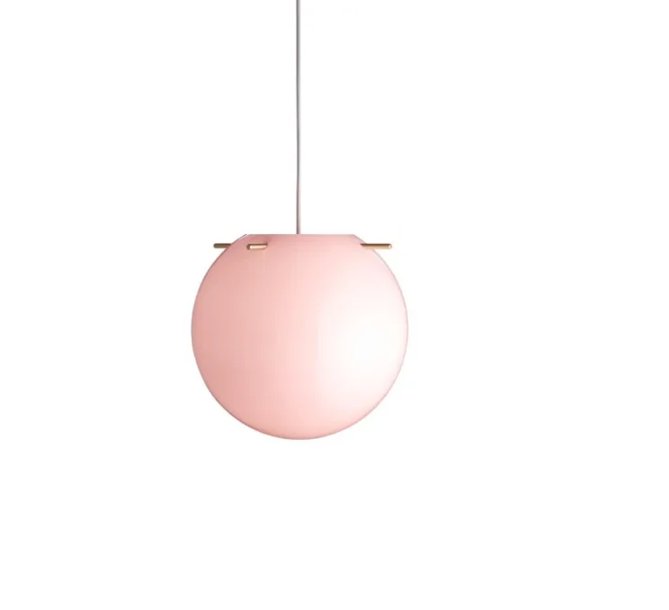 Suspension, Koi, rose opalin, tiges laiton, Ø19cm, H18cm - Frandsen