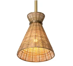 Suspension*Eichholtz Suspension, Kon Tiki, , Ø20cm, H24cm - rotin, laiton vintage