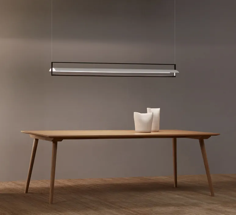 Suspension*Vibia Suspension, Kontur 6438, , LED, 2700K, 3876lm, Ø16cm, H162cm - blanc et noir