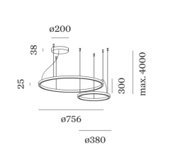 Suspension*Wever&Ducré Suspension, Kujo 3.1, , LED, dim, 2700K, 3100 lm, Ø75,6cm, H30cm - bronze