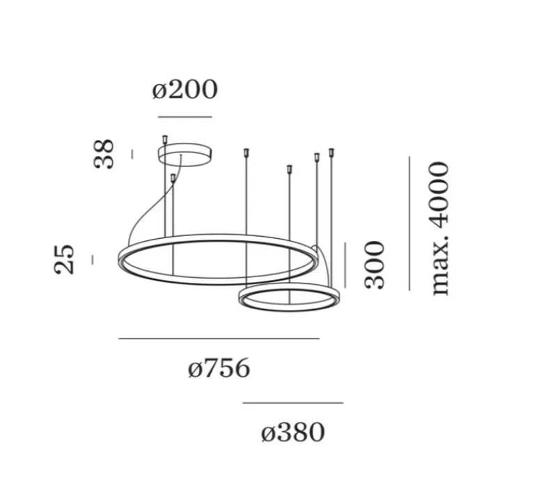 Suspension*Wever&Ducré Suspension, Kujo 3.1, , LED, dim, 2700K, 3100 lm, Ø75,6cm, H30cm - bronze
