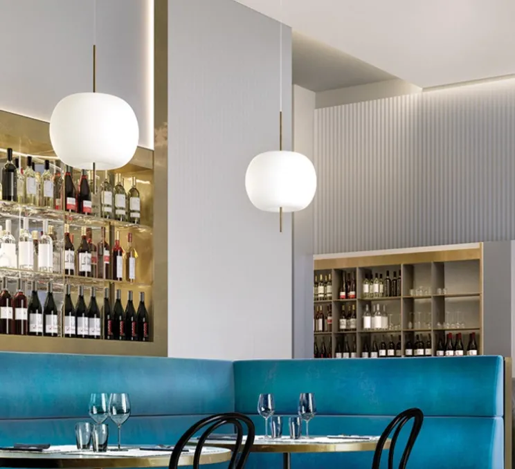 Suspension, Kushi 33, blanc et laiton, Ø33cm, H56cm - KDLN