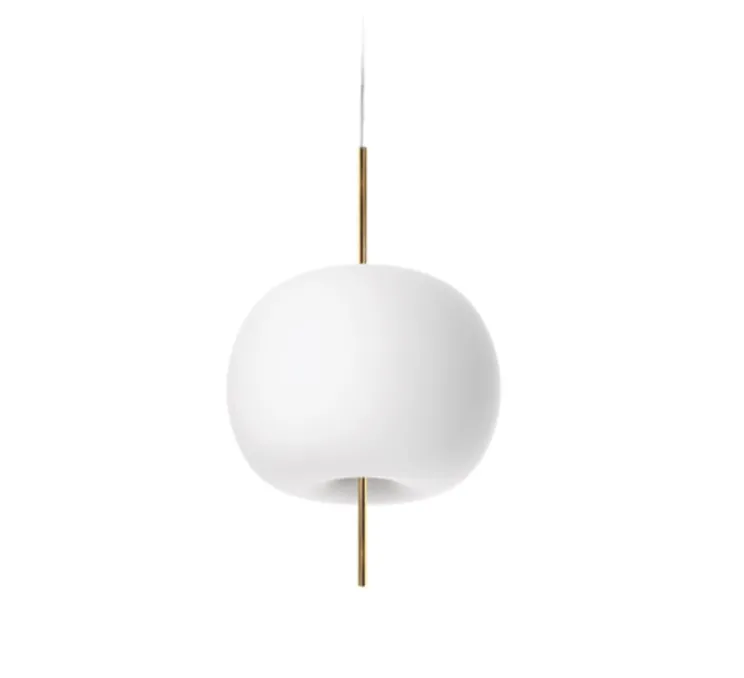 Suspension, Kushi 33, blanc et laiton, Ø33cm, H56cm - KDLN
